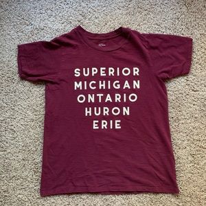 J. Crew Great Lakes Graphic Tee Maroon